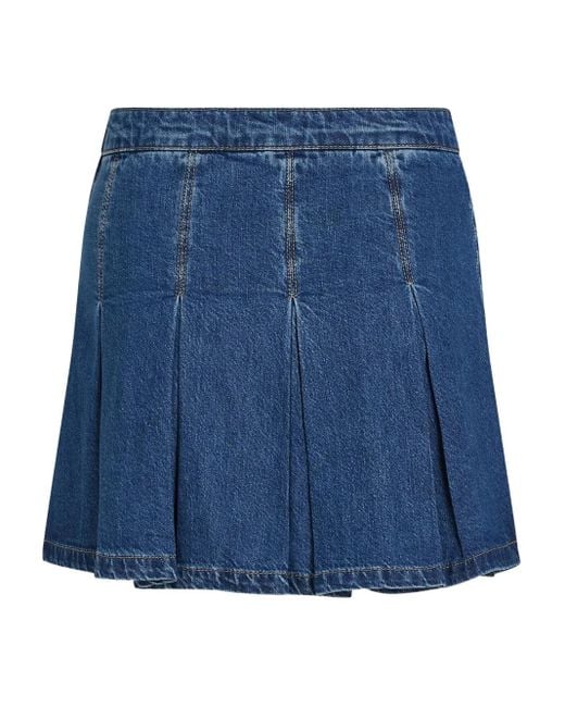 Karl Lagerfeld Blue Pleated Denim Mini Skirt