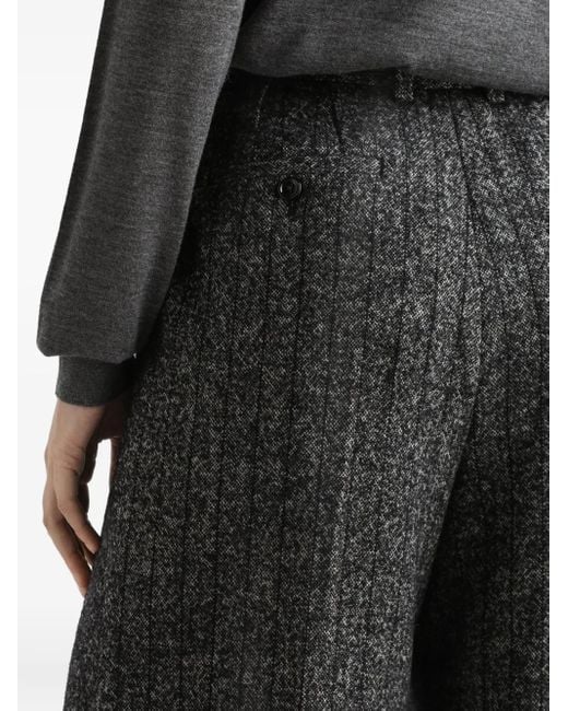 Dolce & Gabbana Gray Pleated Tweed Trousers