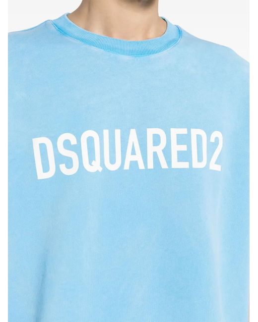 DSquared² Blue Logo-Print Short-Sleeve Sweatshirt for men