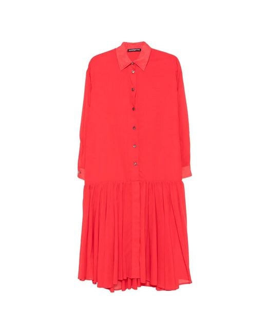Department 5 Red Pleated Shirt Dress
