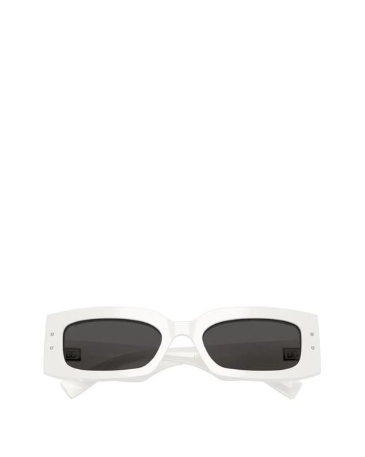 Dolce & Gabbana White Rectangle-Frame Sunglasses