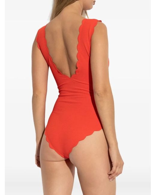 Marysia Swim Charelston スカラップトリム ワンピース水着 Red