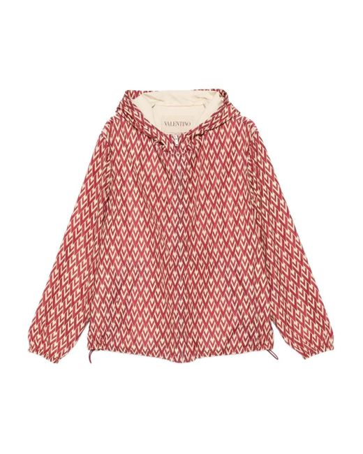 Valentino Garavani Geometrisch gemusterte Kapuzenjacke in Red für Herren