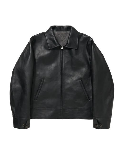 TAIGA TAKAHASHI Black Shirt-Collar Leather Jacket for men