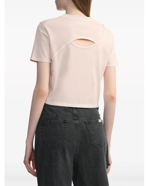 Musium Div. Pink Logo-Embellished Cut-Out T-Shirt