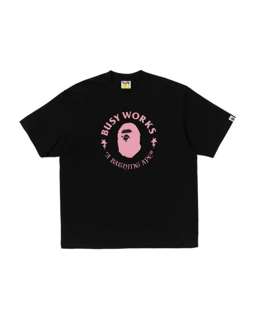 A Bathing Ape Busy Works T-Shirt mit Affenkopf in Black für Herren