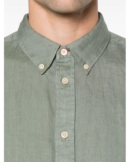 PS by Paul Smith Green Button-down Linen Shirt for men