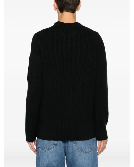 C P Company Black Ribbed-Knit Sweater for men