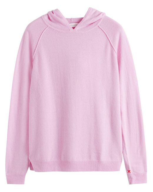 Chinti & Parker Pink Raglan-sleeve Fine-knit Hoodie
