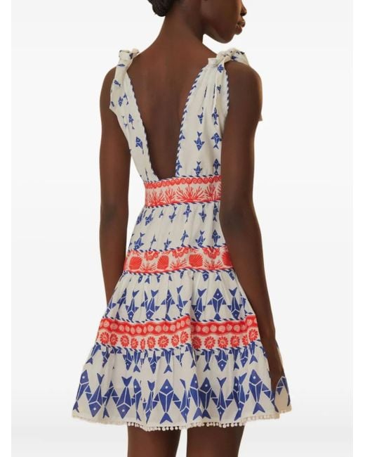 FARM Rio Fish-Print Tiered-Design Mini Dress | Lyst