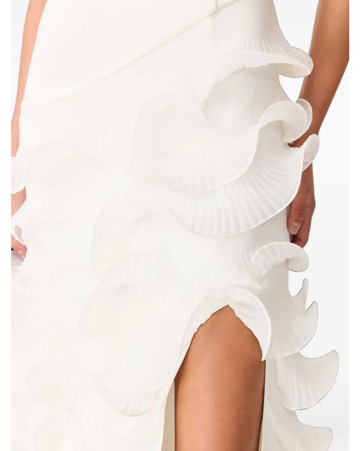 Elliatt White Ruffled-Details Tiered Maxi Dress