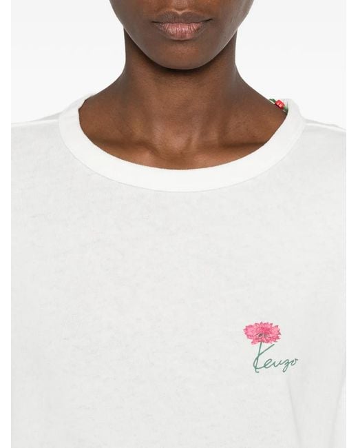 KENZO White Tulip Printed T-Shirt