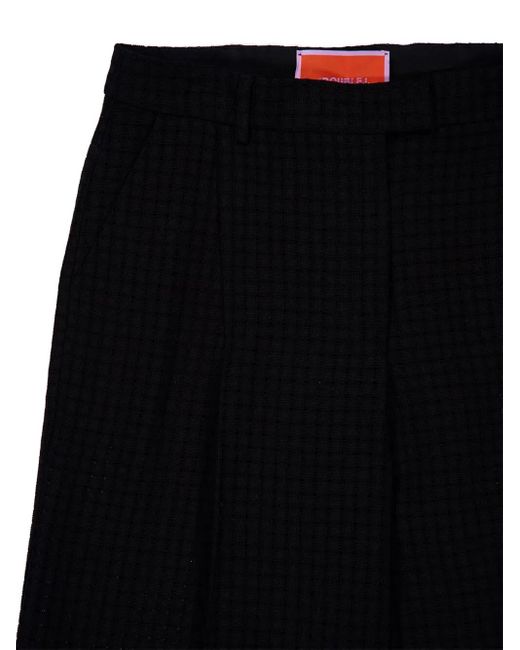 LaDoubleJ Black Grid-Pattern Cotton Trousers