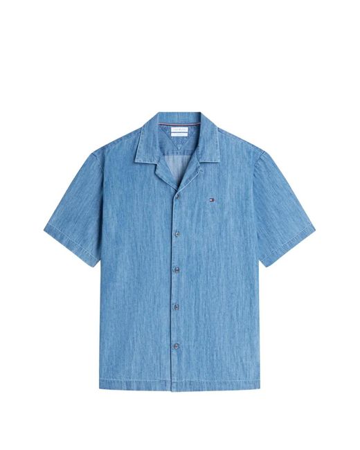 Tommy Hilfiger Blue Short-Sleeve Camp-Collar Shirt for men