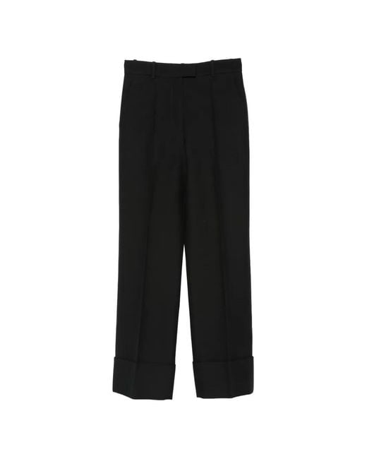 Valentino Garavani Black Turned-Up-Cuff Tailored Trousers