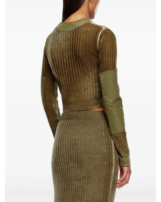 DIESEL Green Zip-Detail Sweater