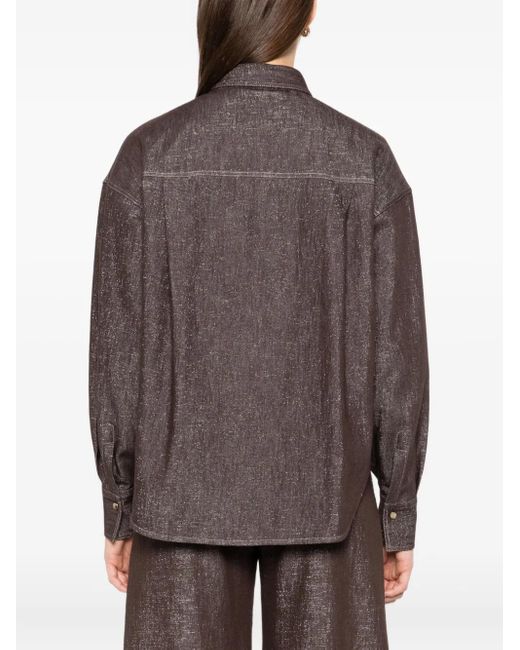 Brunello Cucinelli ダブルポケット デニムシャツ Gray