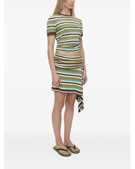 Christopher Esber Green Stripe-Knit Draped Mini Skirt