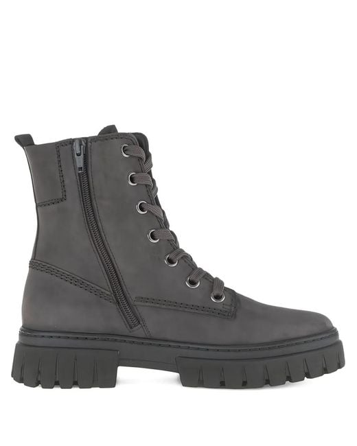 Gabor Black Chunky-Sole Lace-Up Boots