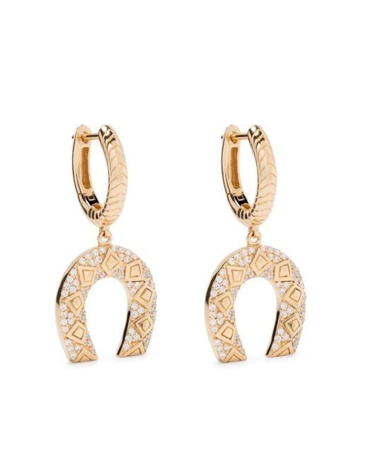 Harwell Godfrey Metallic 18Kt Horseshoe Diamond Drop Earrings