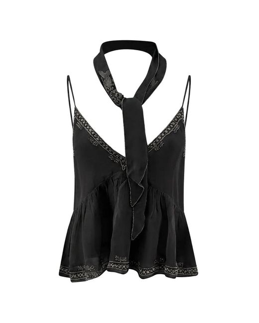 Scarlett Poppies Black Stud-Embellished Halterneck Top