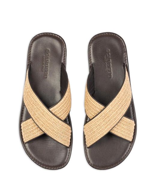 Scarosso Metallic Sandales En Raphia Ettore À Brides Croisées for men