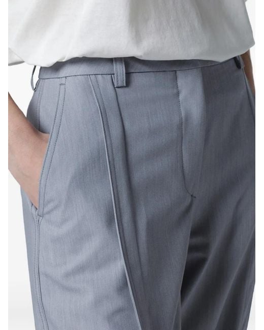 Thelatest Blue Pantalon À Détails De Coutures