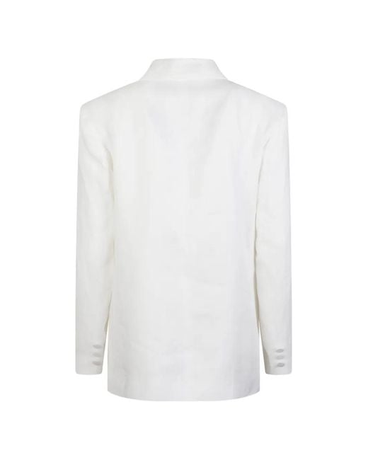 ACTUALEE White Double-Breasted Linen Jacket