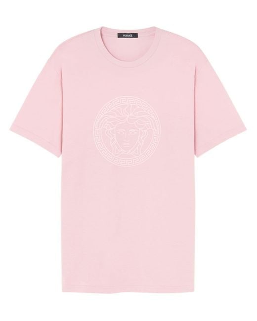 T-shirt à imprimé Medusa Versace en coloris Pink