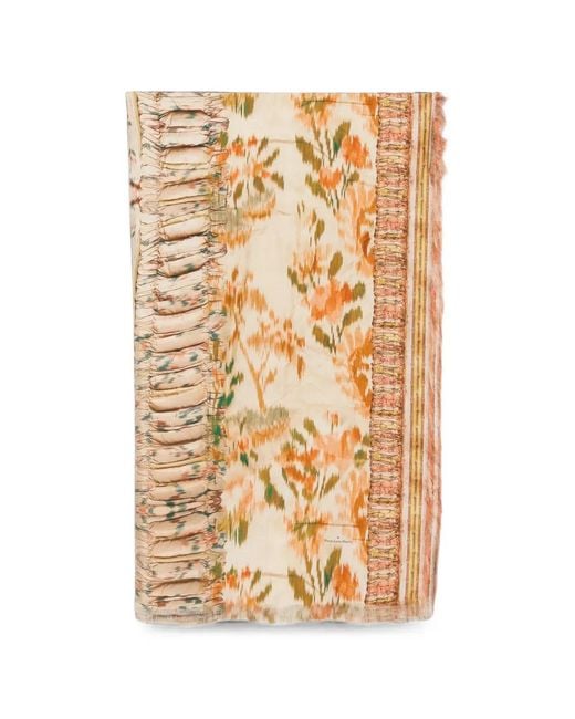 Pierre Louis Mascia Metallic Aloeuw Floral-Print Fringed Scarf