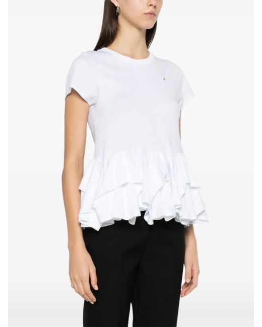 Viktor & Rolf White Peplum-Hem T-Shirt