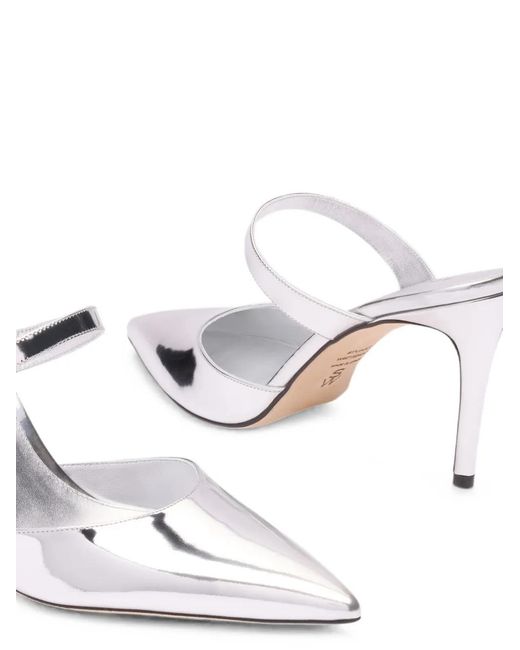 Stuart Weitzman White Stuart Power Pointed-Toe Mules