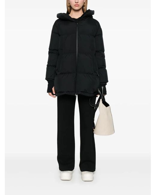 Herno Black Logo Keeper Loop Coat
