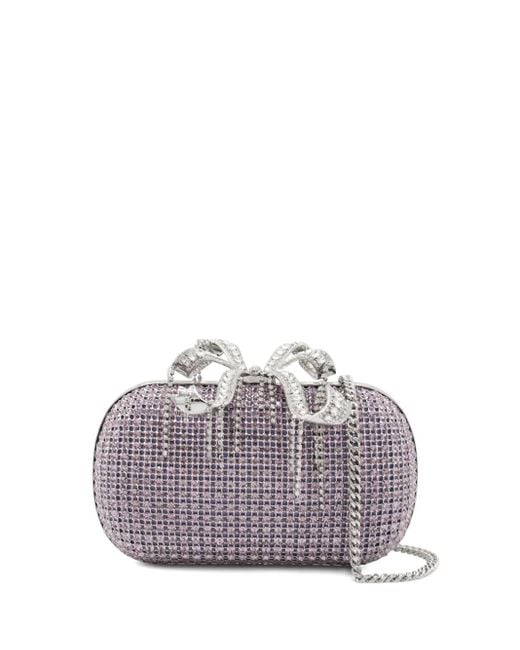 Self-Portrait Purple Crystal-Embellished Clutch Bag