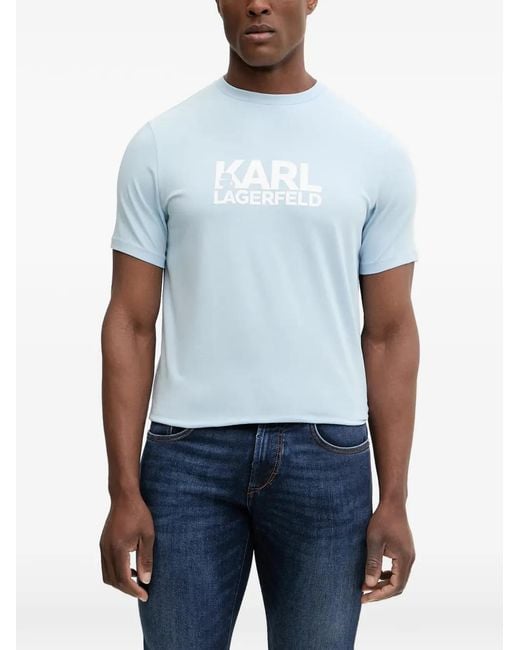 Karl Lagerfeld Blue Logo-Print T-Shirt for men