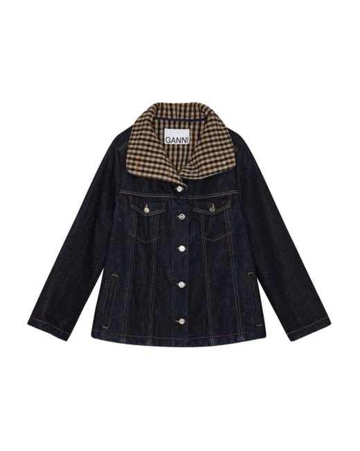 Ganni Blue Neppy Denim Jacket