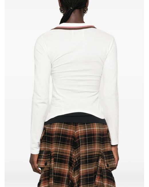 Vivienne Westwood White Orb-Embroidered Asymmetric Polo Shirt