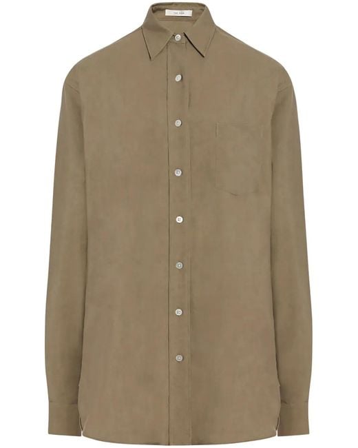 The Row Brown Silk Shirt