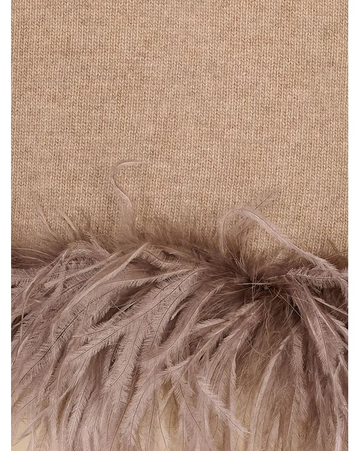 P.A.R.O.S.H. Natural Feather-Trim Sweater