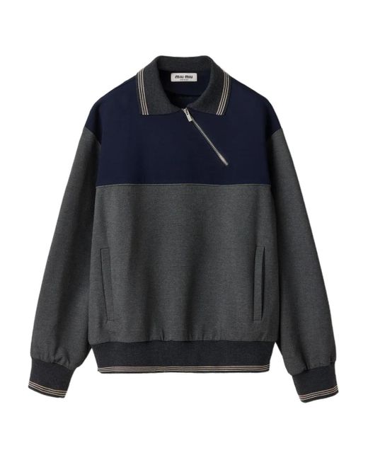 Miu Miu Blue Sweatshirtjacke mit Polokragen