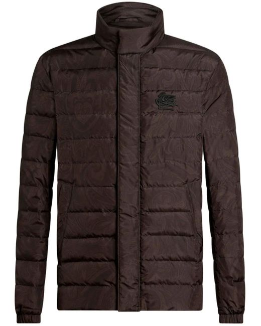 Etro Brown Down Jacket With Paisley Print for men