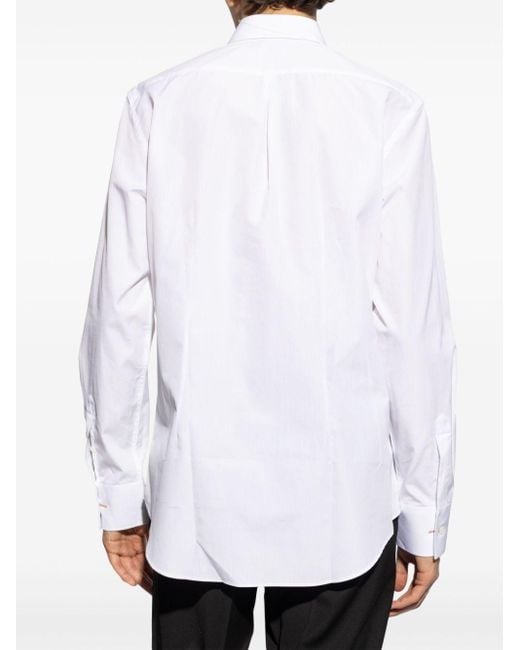 Paul Smith White Long-Sleeve Cotton Shirt for men