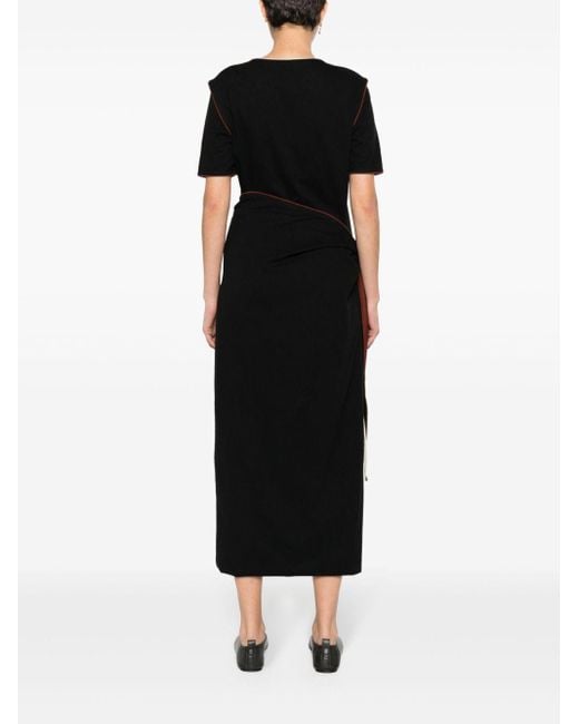 Lemaire Black Wraparound-style T-shirt Dress