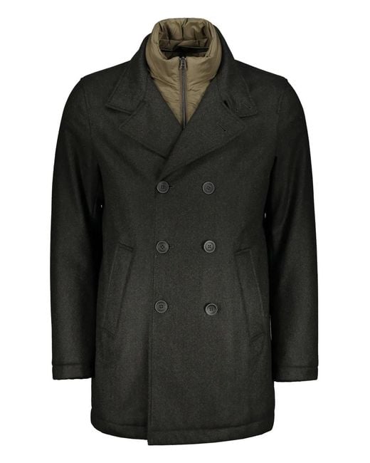 Herno Black Panel-Detail Coat for men