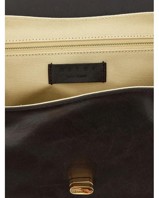 Marni Black East West Leather Shoulder Bag