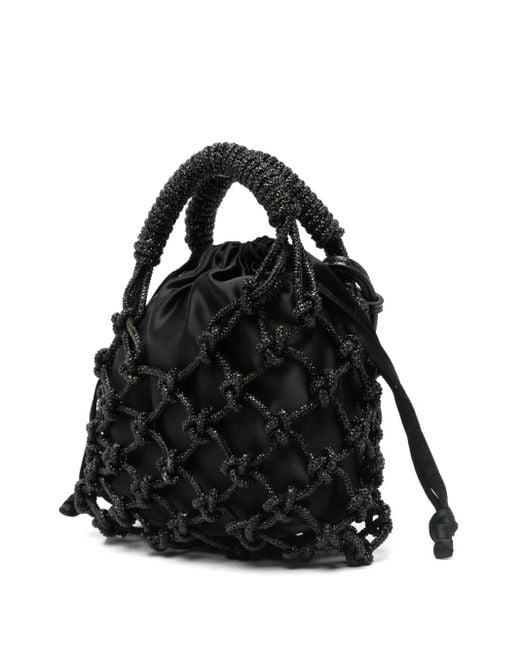 Kurt Geiger Black Small Drench Macrame Crystal Bag
