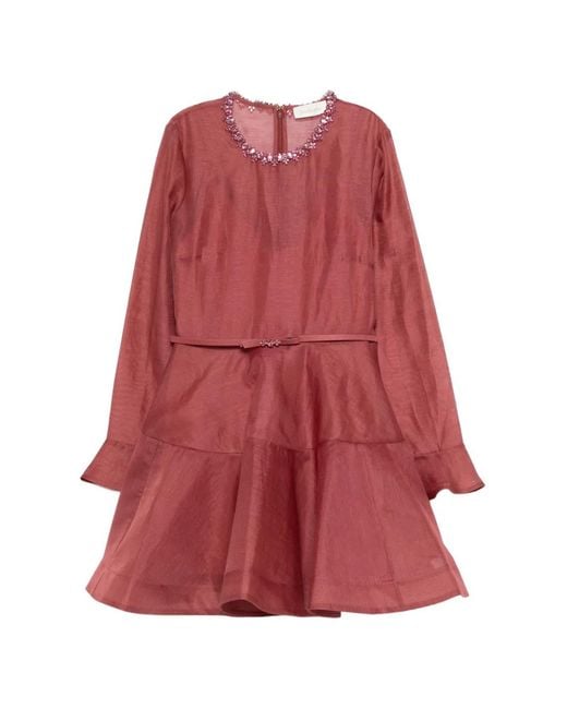 Zimmermann Red Alchemy Peplum Mini Dress
