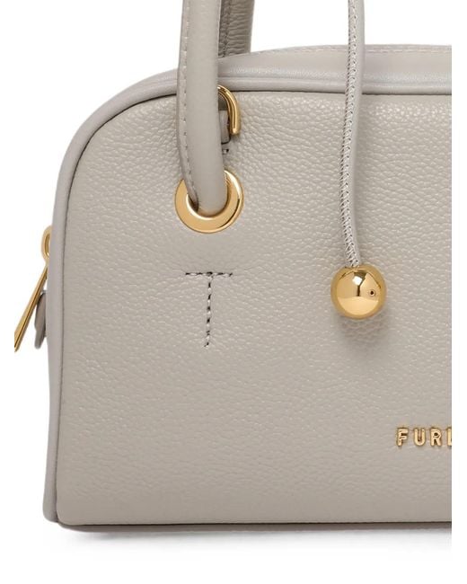 Furla White Grained-Leather Tote Bag