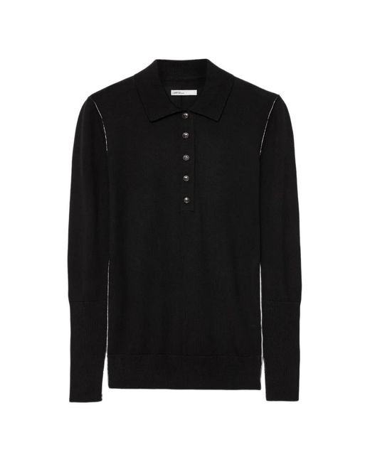 AllSaints Black Button-Down Polo Sweater