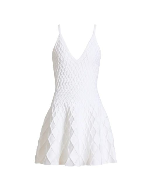 Balmain Flared Gebreide Jurk in het White